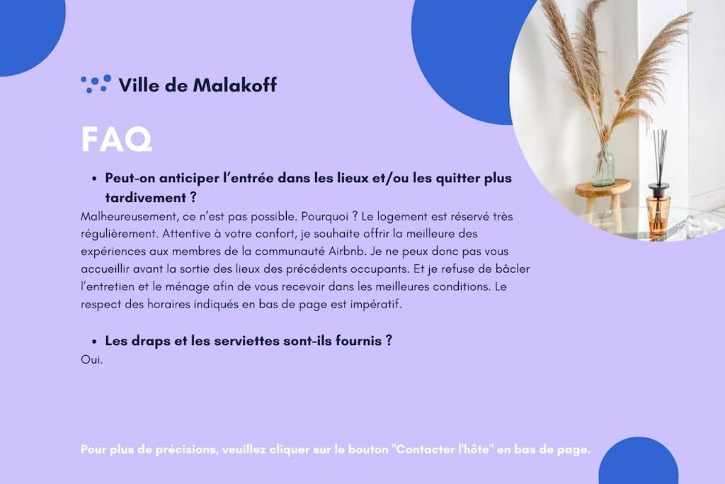 מאלאקוף Appartement Moderne, Proche Porte De Versailles Et Gare De Clamart מראה חיצוני תמונה